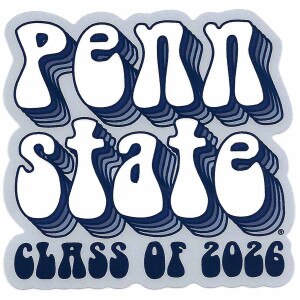 decal Penn State Class of 2026 in 70s style bubble text